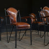 A Set of Six Excellent Mid Century Italian Iron and Leather Stacking Arm Chairs.