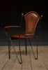 A Set of Six Excellent Mid Century Italian Iron and Leather Stacking Arm Chairs.