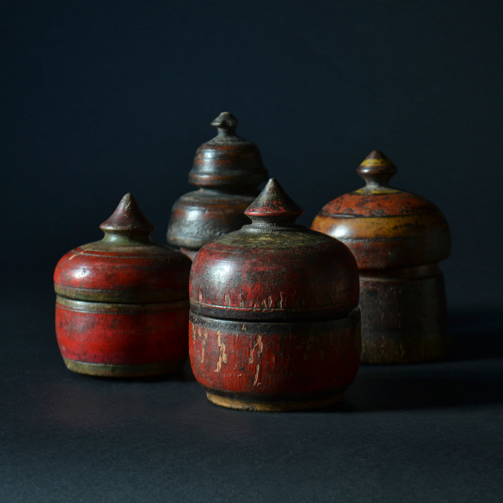 Four Lacquered 19th Century 'Tikka' Pots