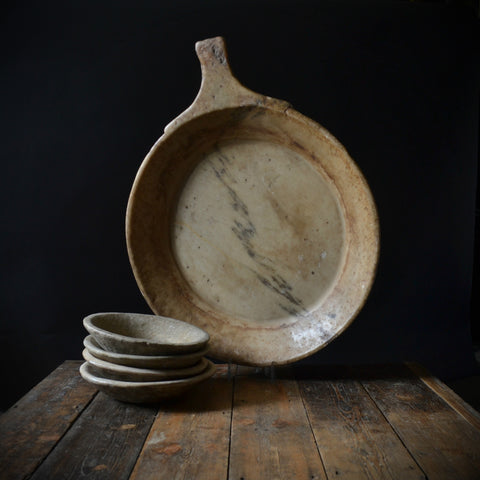 Antique Hand Carved Large Stone Serving Plate,  Circa 1800