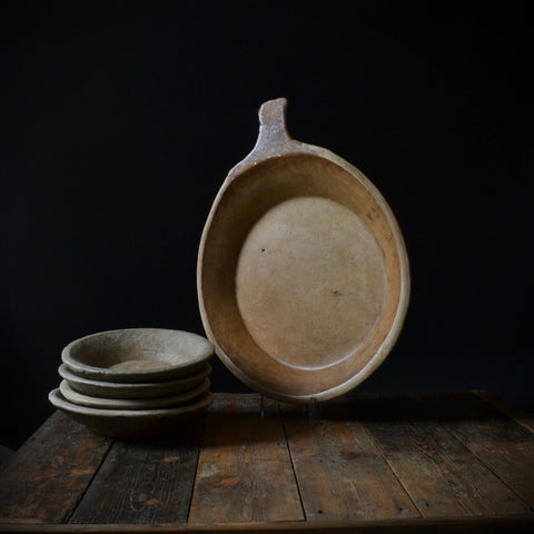 Antique Hand Carved Large Stone Serving Plate, Circa 1800