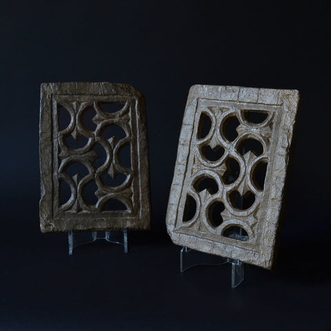 A Pair Of Early Architectural Carved Stone Panels