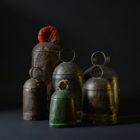 A Collection of Six Large Bronzed Iron Bells, Circa 1800