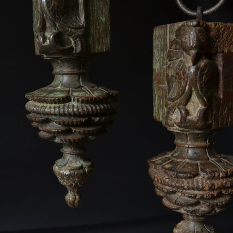 Pair Of 18th Century Hanging Peacock Finials.