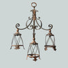 Early 20th Century Italian Tole & Iron Hanging Trio lantern Wall Light.